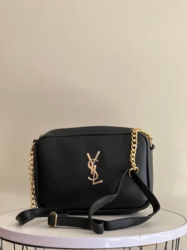 Elegant Women Bag - YSL-Inspired Crossbody with Chain Strap (Black)