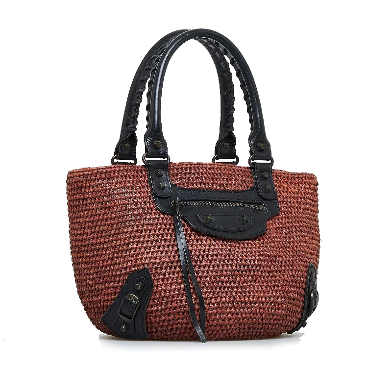 Balenciaga Motocross Classic Raffia Panier Tote (SHG-u1DpE5)