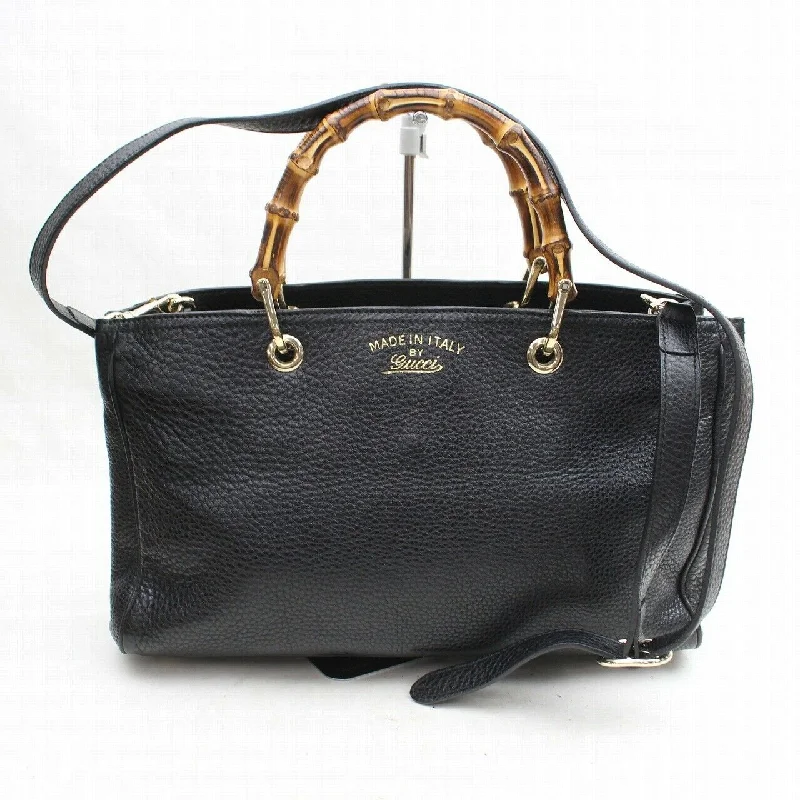 Brand Inspired Gucci Tote Bag Banboo 2way Black Leather (SHC7-10763)