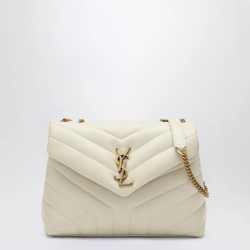 Saint Laurent Cream-Coloured Small Ysl Loulou Bag Women