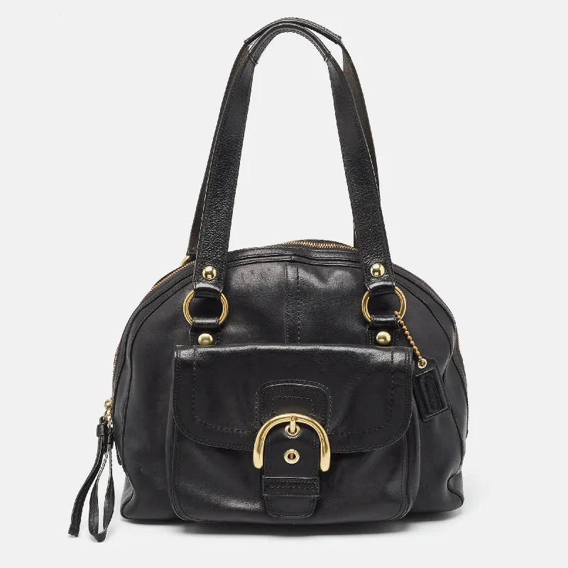 Black Leather Dome Satchel