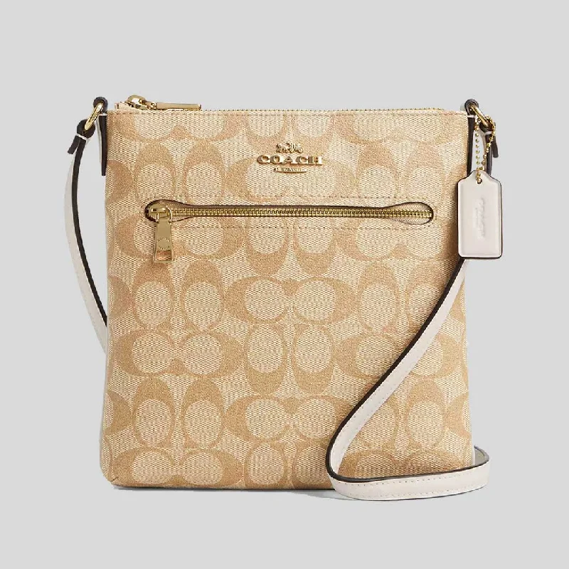 COACH Mini Rowan File Bag In Signature Canvas Light Khaki/Chalk CS182