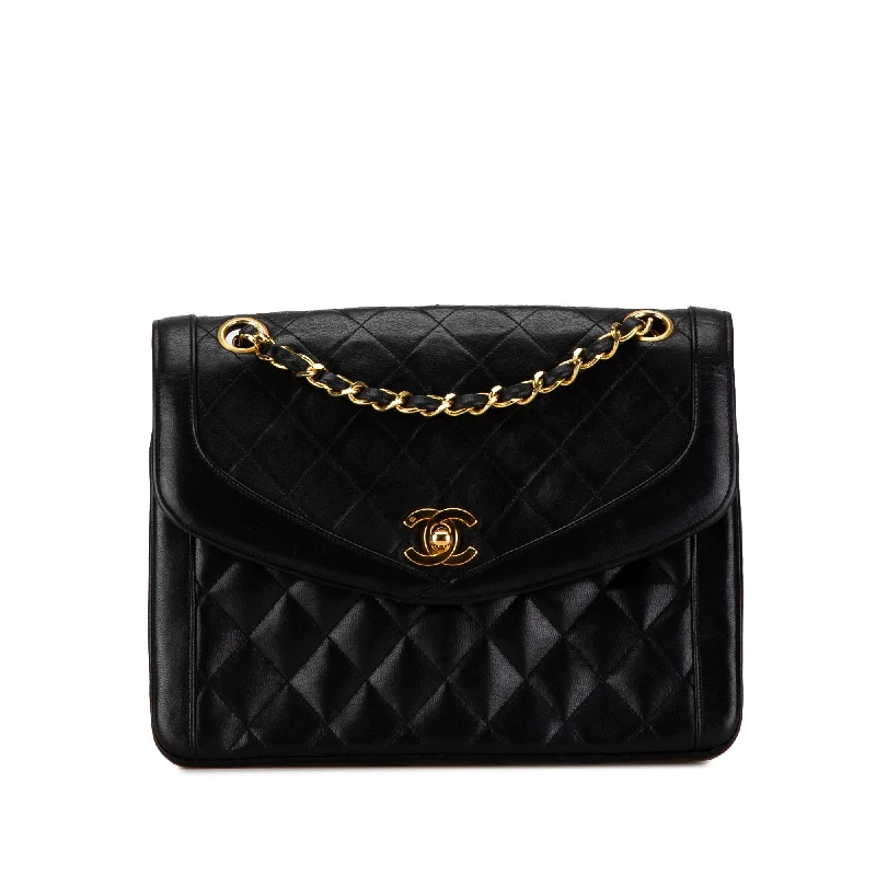 Black Chanel CC Quilted Lambskin Single Flap Shoulder Bag