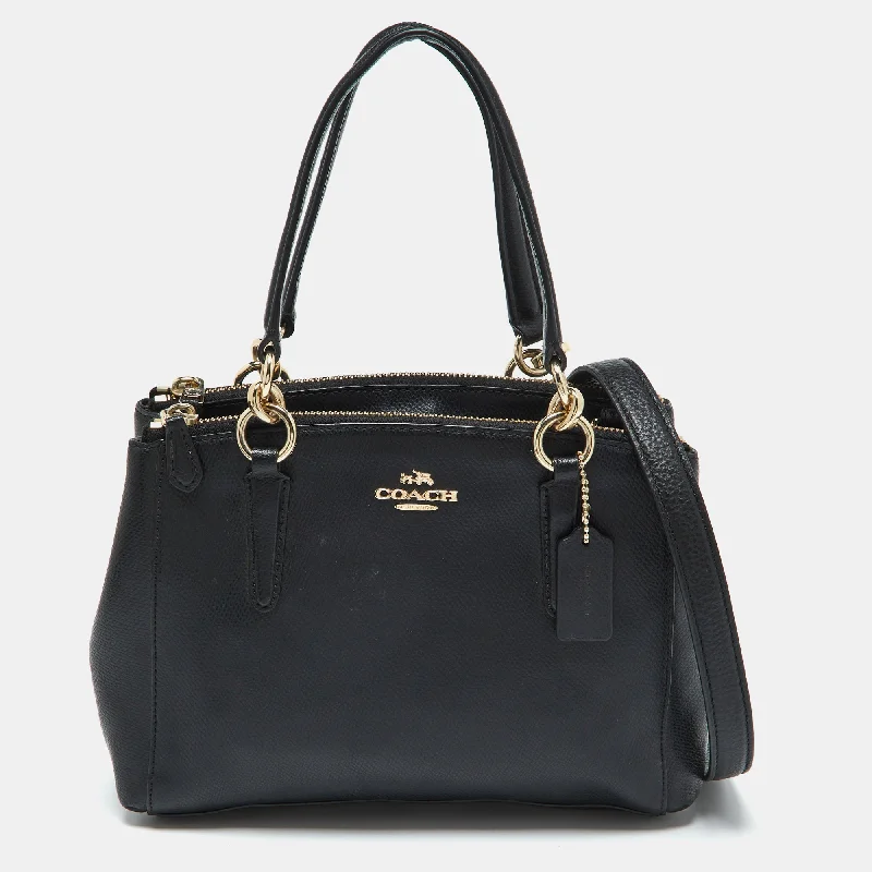 Black Leather Mini Christie Carryall Satchel