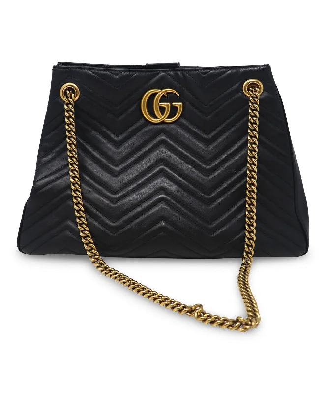 Gucci Quilted Black Leather Marmont Tote