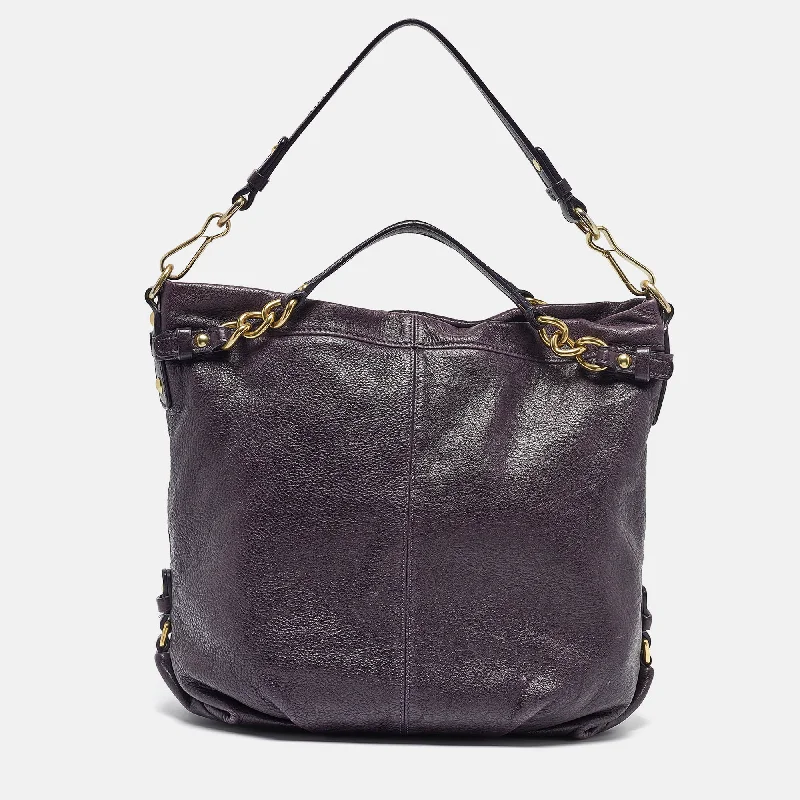 Purple Leather Large Brooke Hobo