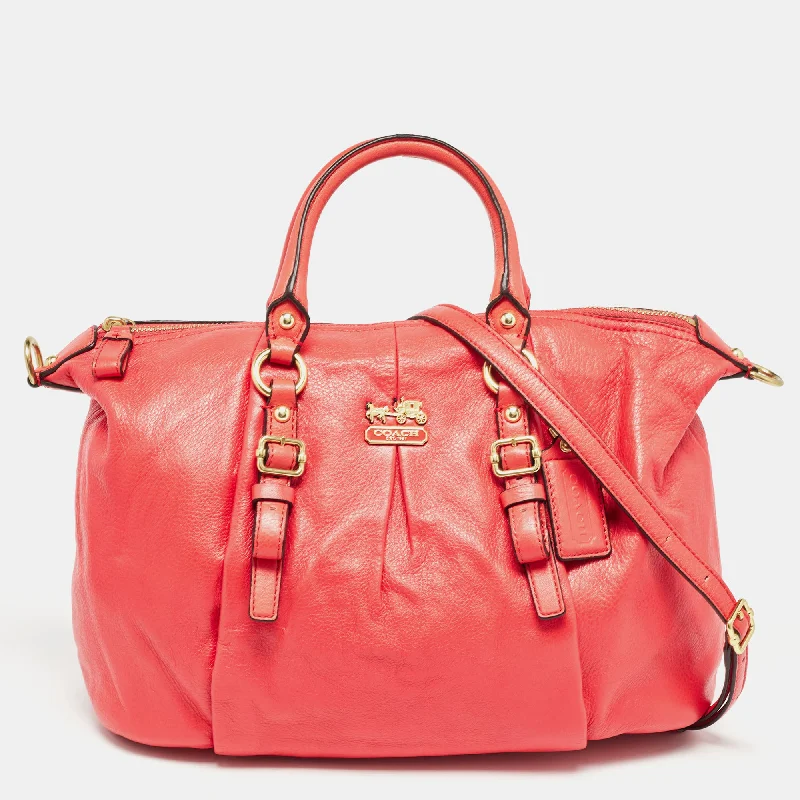 Coral Red Madison Leather Juliette Satchel