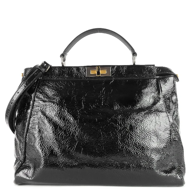 Peekaboo Large Crinkled Patent Leather Bag