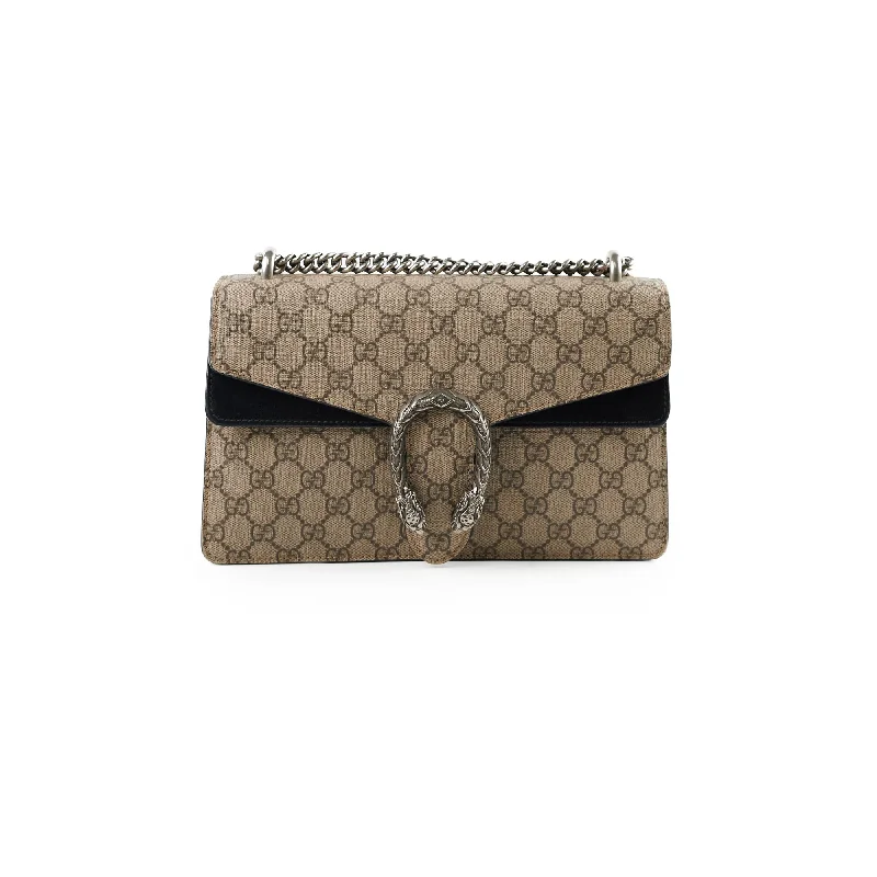 Gucci Medium Dionysus GG Supreme Shoulder Bag Black