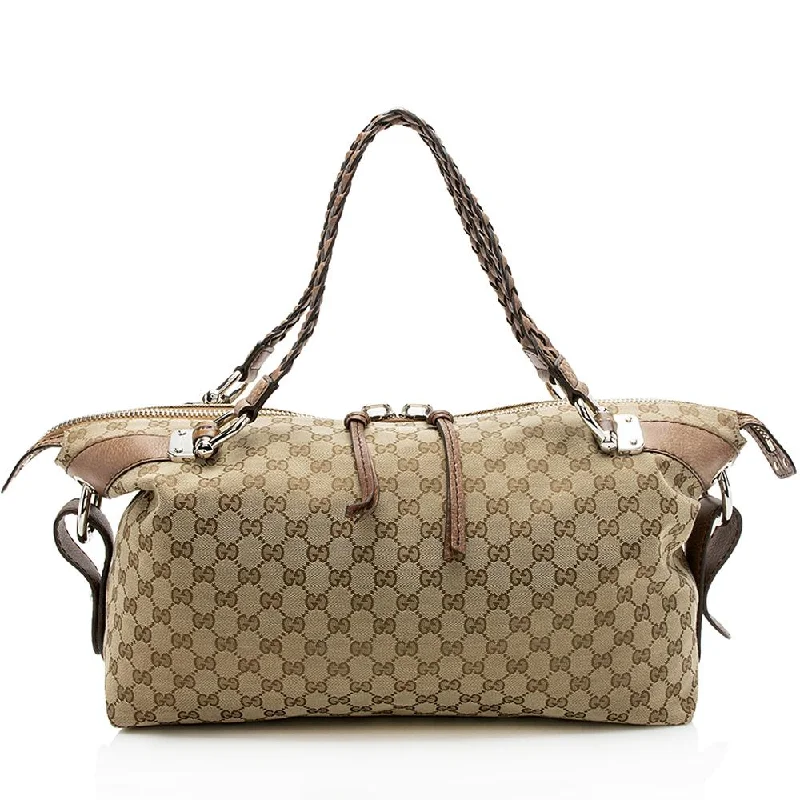 Gucci GG Canvas Bamboo Bar Medium Tote