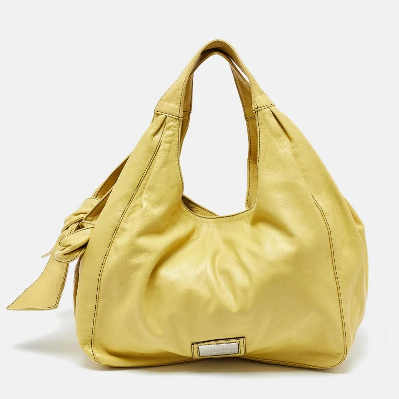 Yellow Leather Bow Hobo