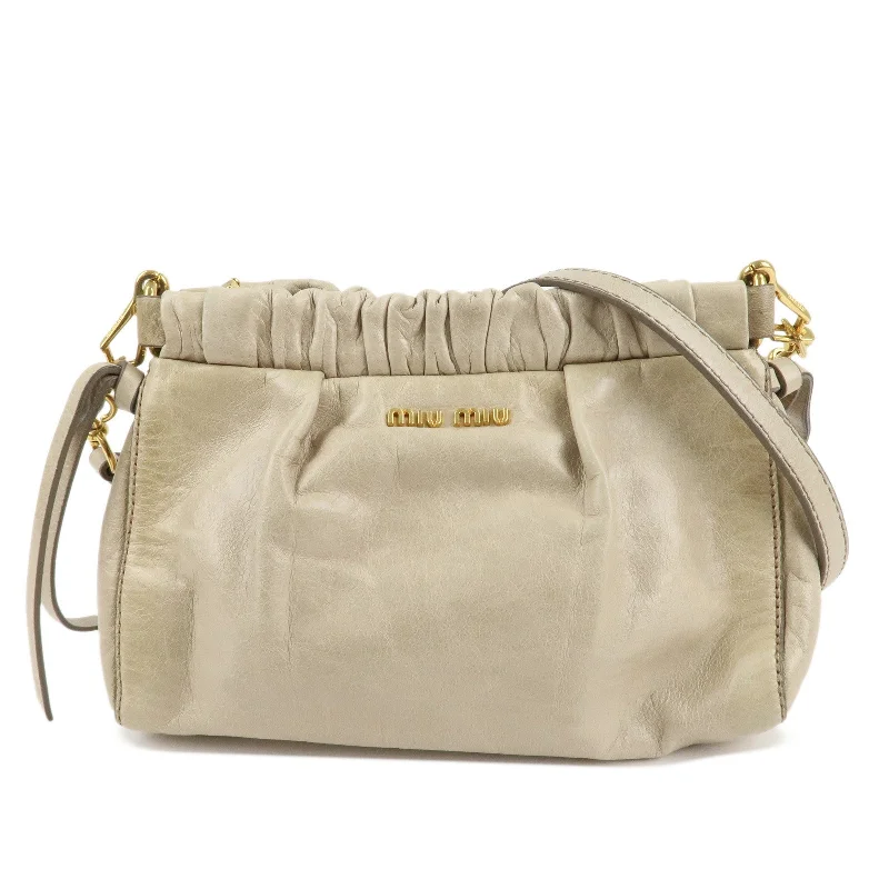 MIU MIU Leather Shoulder Bag Crossbody Bag Ivory