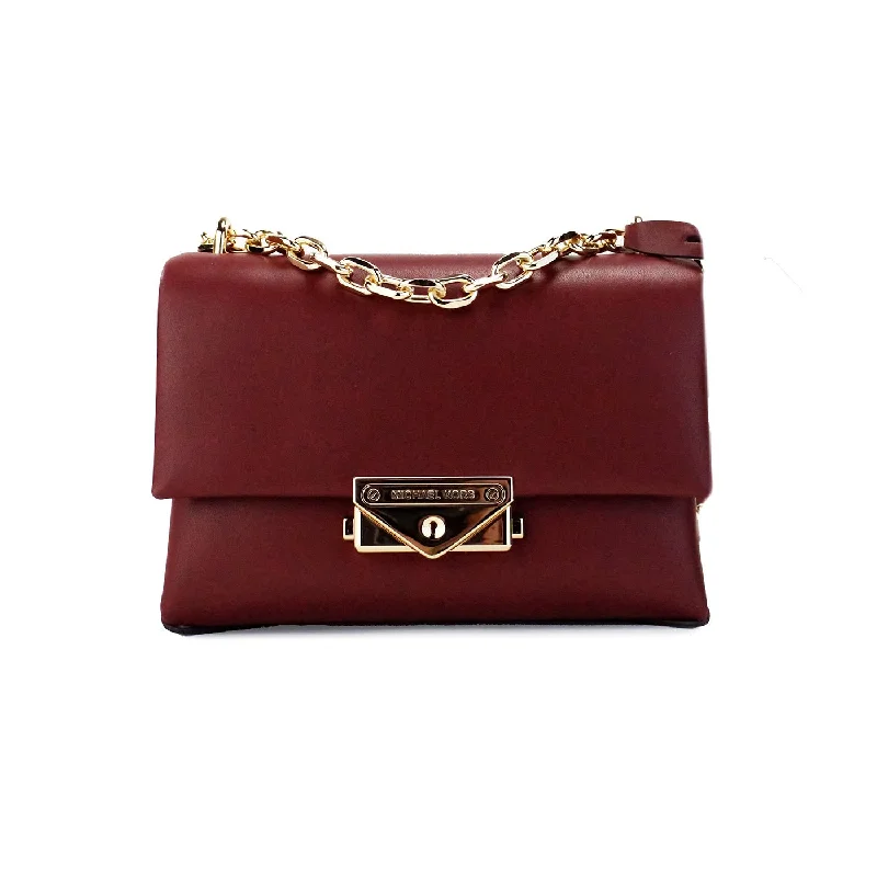 Michael Kors Cece Small Dark Cherry Vegan Leather Convertible Flap Crossbody Bag