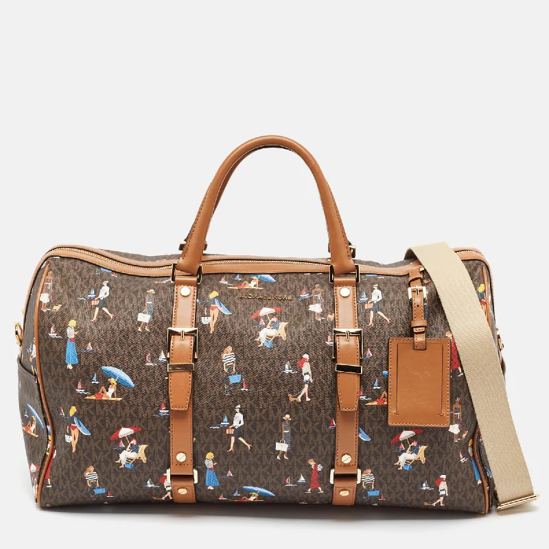 Multicolor Coated Canvas Faux Leather Duffel Bags