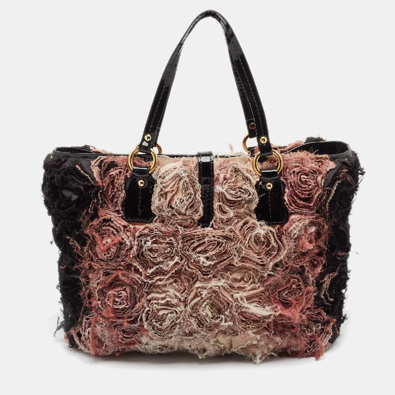 Multicolor Satin and Patent Leather Rosier Tote