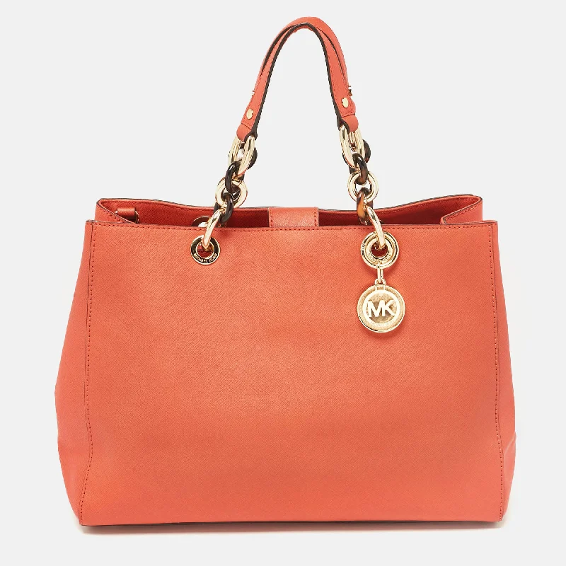 Orange Leather Cynthia Tote