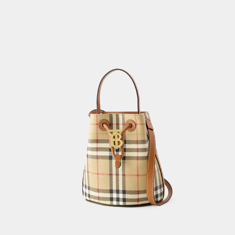 Drawstring Bag - Burberry - Leather - Briar Brown