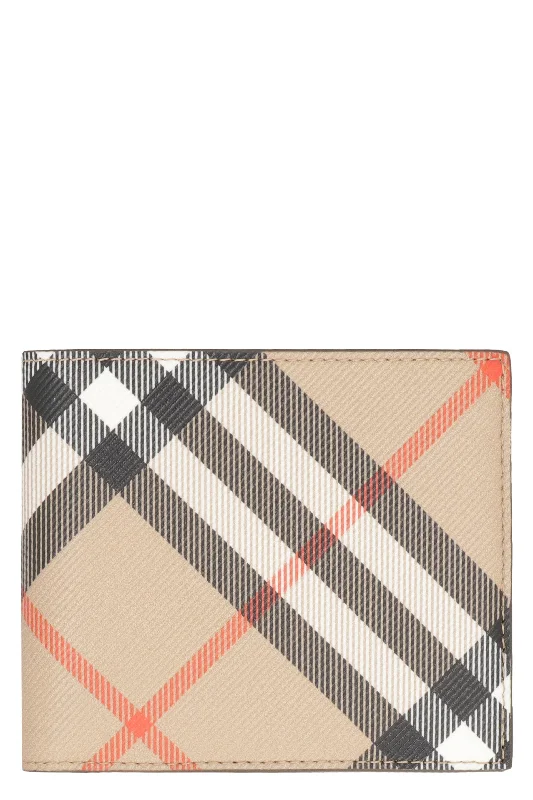 Men's Check Print Wallet in Beige | 8095046160296 Color A2021