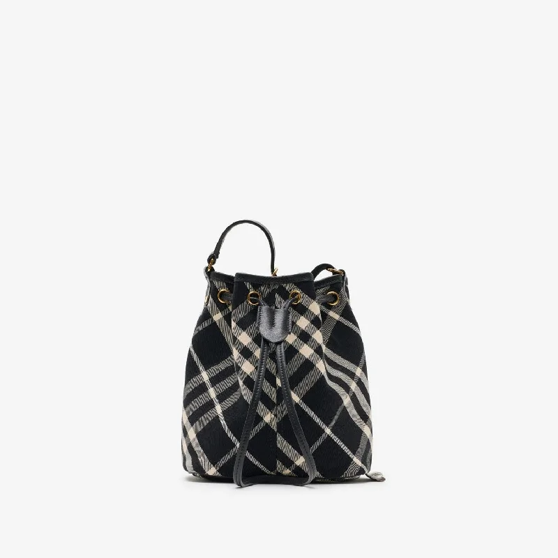 Women's Check Clutch Shoulder Bag With Drawstring in Black | 8095057159199