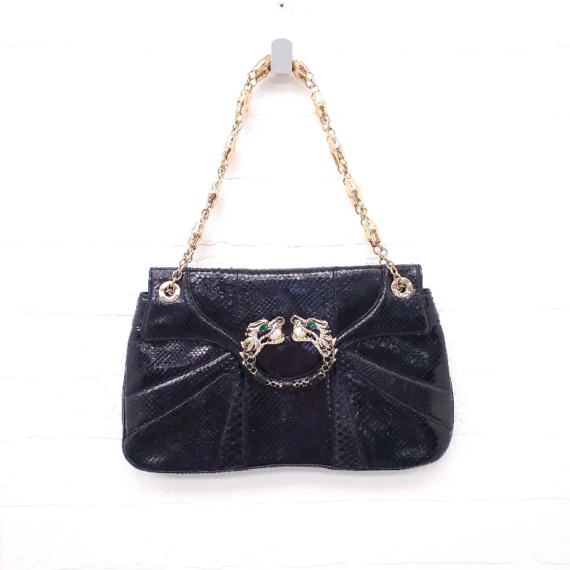 GUCCI LIMITED EDITION TOM FORD BLACK PYTHON JEWELED DRAGON FLAP BAG