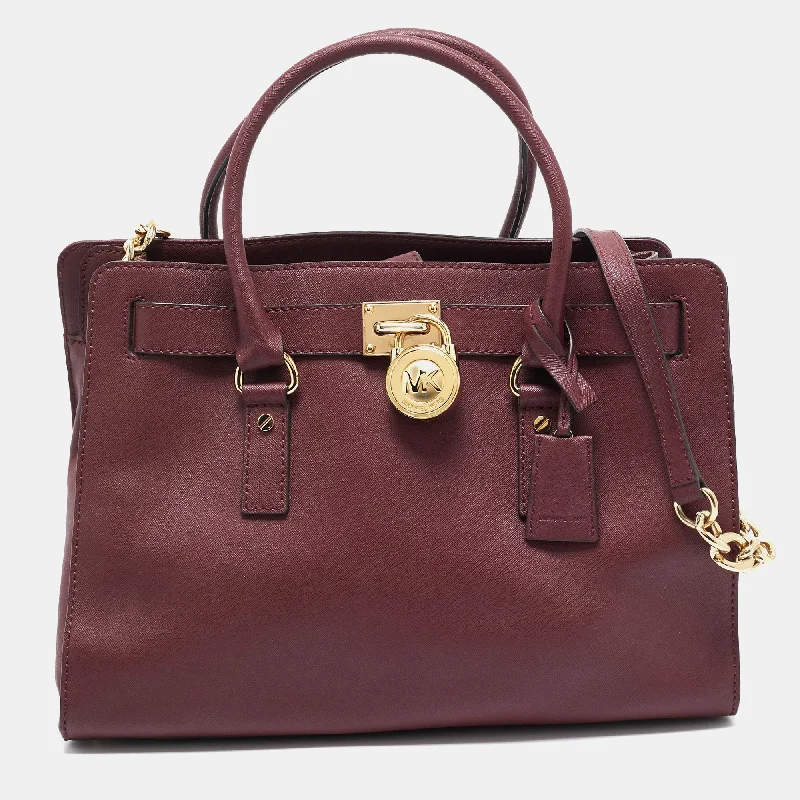 Michael Michael Kors Burgundy Leather Large East West Hamilton Tote