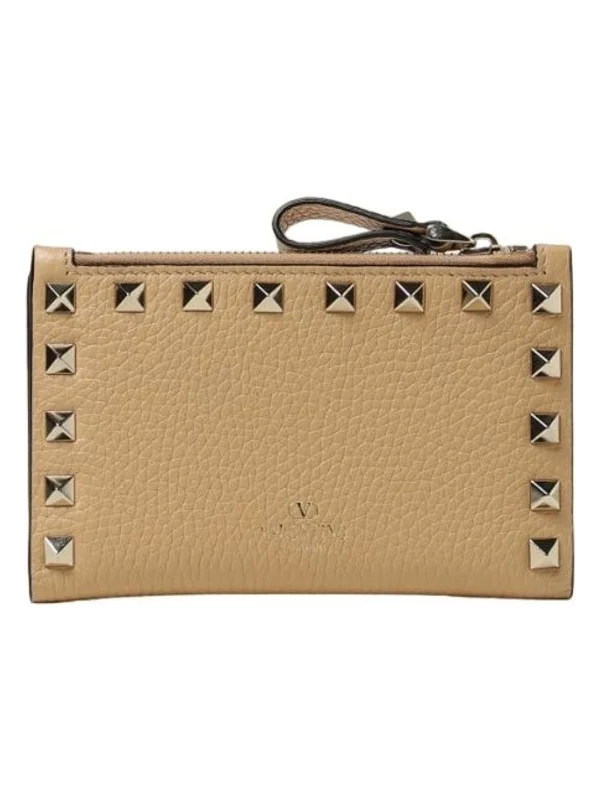 Women's Rockstud Coin Purse/card Case in Cappuccino | 4W2P0605VSH