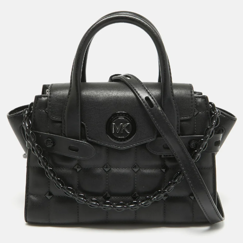 Black Quilted Leather Carmen Tote