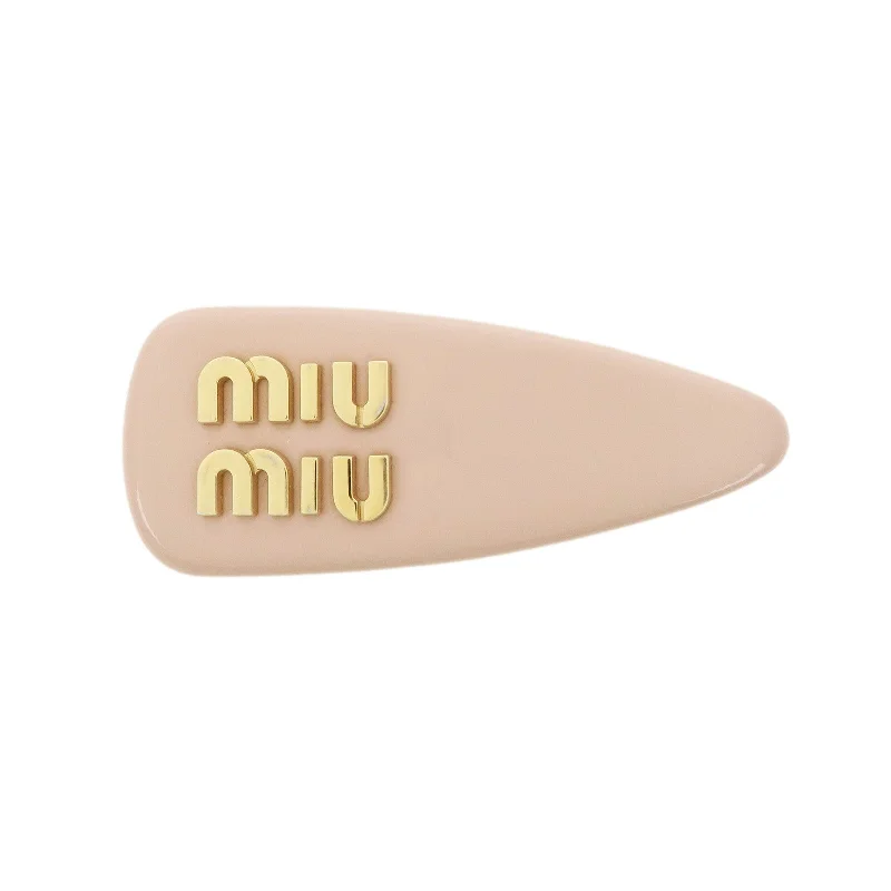 MIU MIU Patent Leather Hair Clip Pink Beige