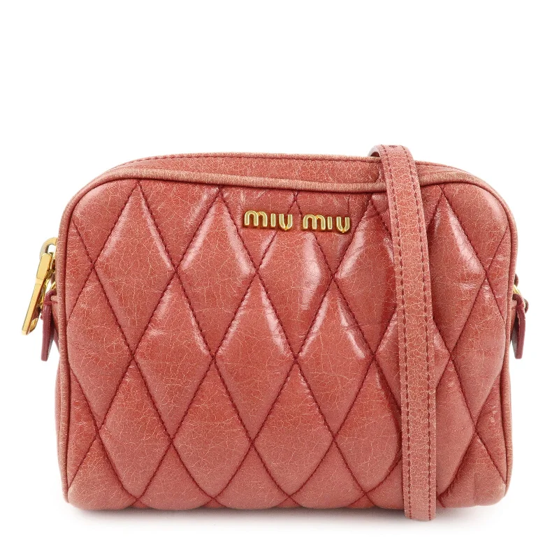 MIU MIU Leather Shoulder Bag Crossbodyb Bag Pink 5BH543