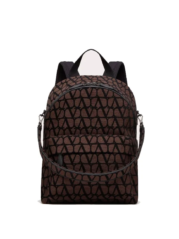 Men's Garavani - Toile Iconographe Fabric Backpack in Brown | 3Y2B0C25JXD Color U02