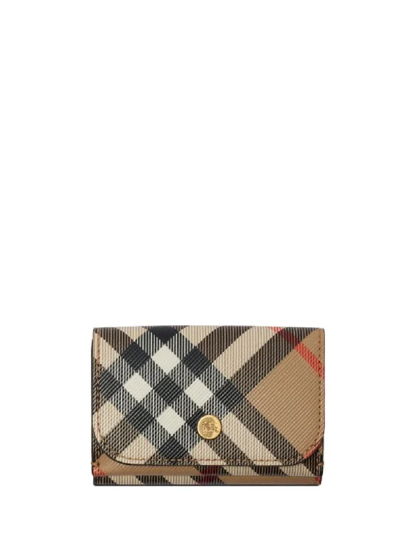 Women's Check Compact Wallet in Sand | 8095291160296