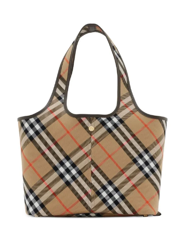 Women's Small Check Tote Bag in Nude & Neutrals | Size UNICA | 8094685