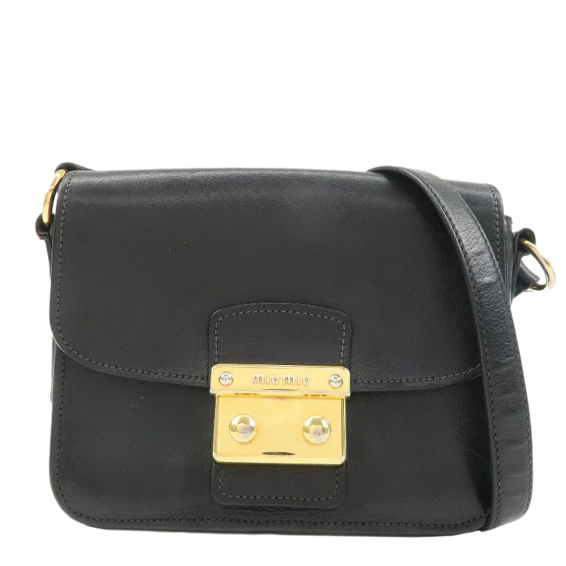 MIU MIU Leather MADRAS Satchel Bag Shoulder Bag Black