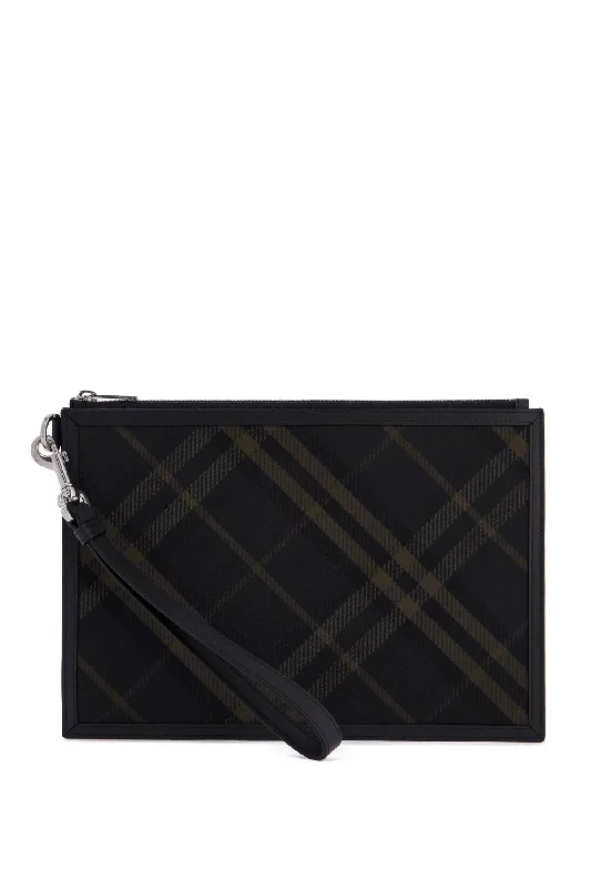 Men's Ered\n\ncheckered Coated Canvas Pouch Bag in Black | 8098461