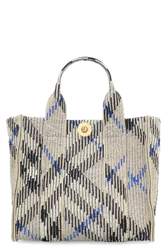 Women's Check Motif Mini Tote Bag in Ecru | 8090404158224 Color B9629