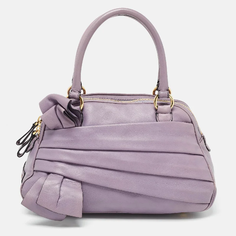 Purple Leather Bow Satchel