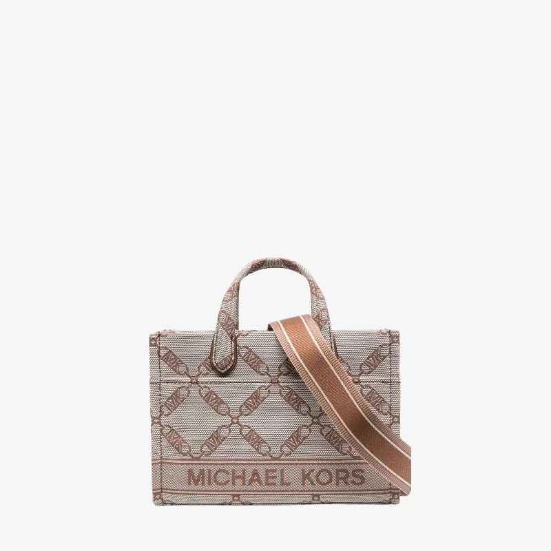 Michael Kors Gigi Small Metallic Empire Logo Jacquard Messenger Bag