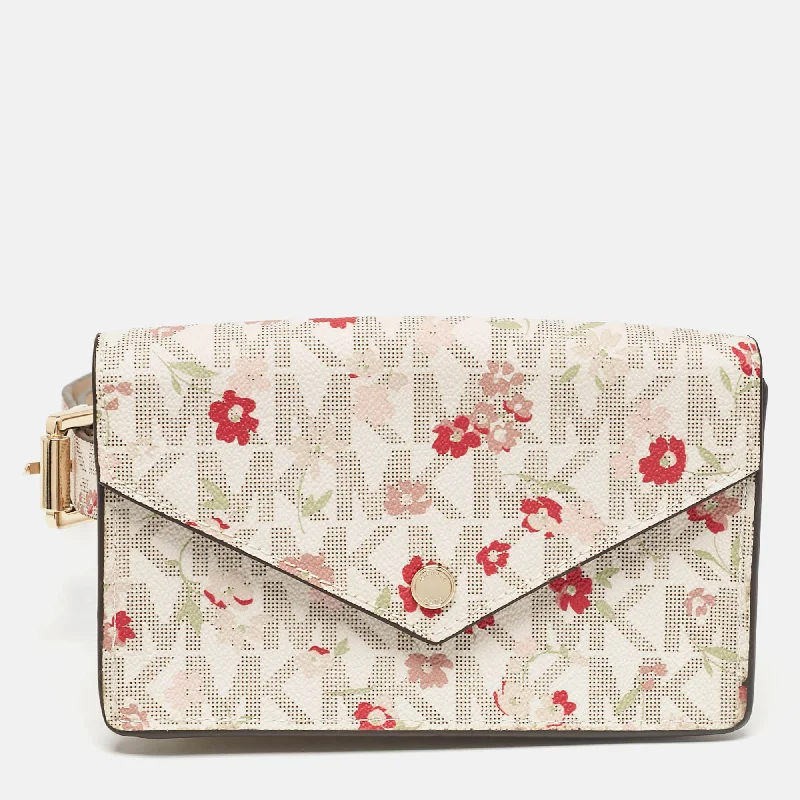 Multicolor Signature Floral Coated Canvas Envelope Belt Bag