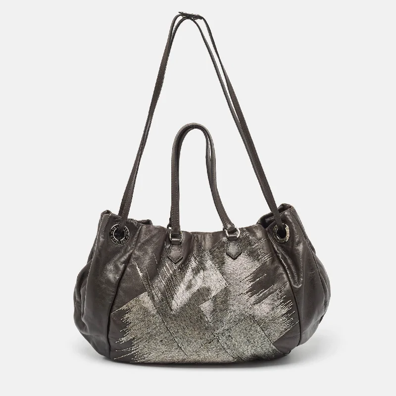 Metallic Leather Beaded Embellished Tote