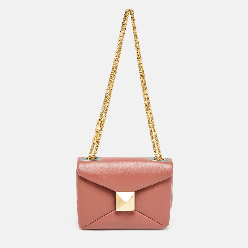 Old Rose Leather One Stud Chain Shoulder Bag