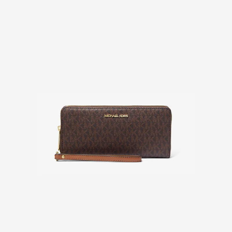 Michael Kors Jet Set Large Travel Wallet In Monogram Brown