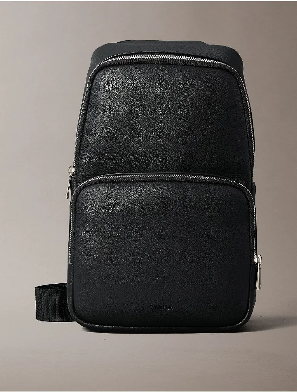 Men's Micro Pebble Sling Bag - Black