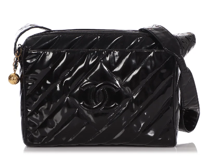 Chanel Vintage Black Patent Crossbody Bag