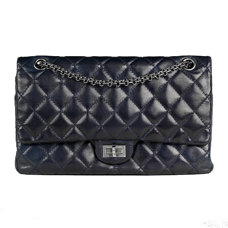 Chanel Bag 2.55 Reissue Navy Lambskin Leather with Silver Hardware 226