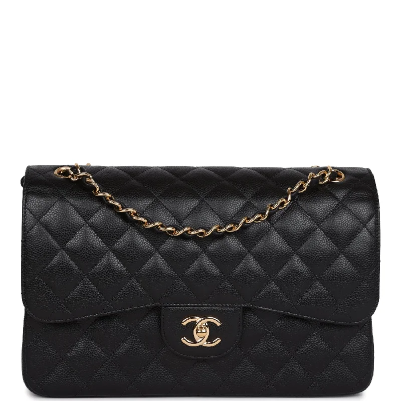 Chanel Jumbo Classic Double Flap Bag Black Caviar Gold Hardware