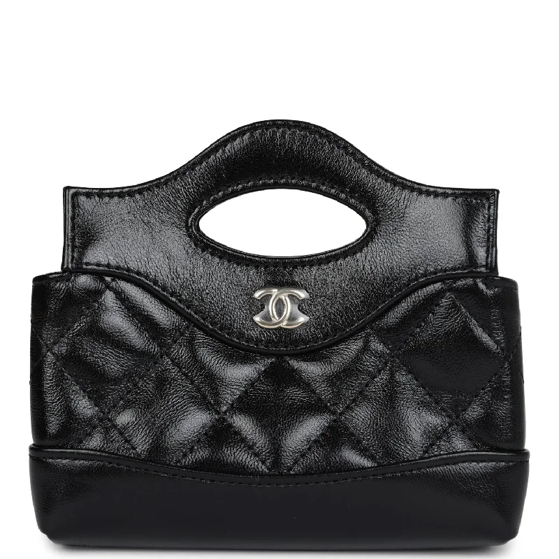 Chanel Micro 31 Shopper Black Shiny Lambskin Light Gold Hardware