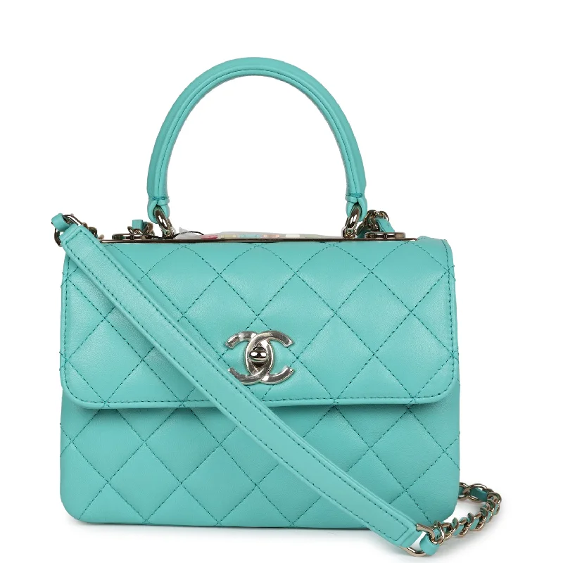 Chanel Mini Trendy CC Flap Bag Turquoise Lambskin Light Gold Hardware