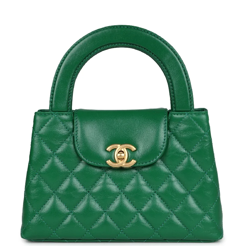 Chanel Small Kelly Shopper Dark Green Shiny Aged Calfskin Brushed Gold Hardware