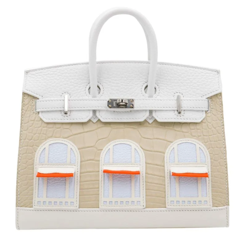 Hermès 20cm Birkin Sellier Faubourg House White Snow Palladium Hardware