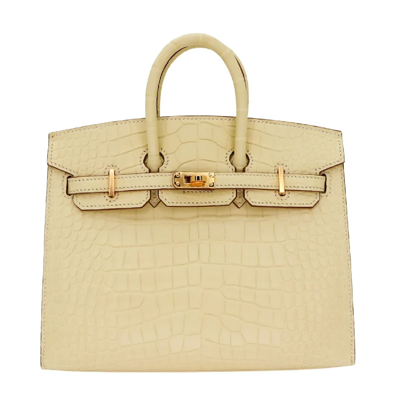 Hermès 20cm Birkin Sellier Vanilla Matte Alligator Gold Hardware